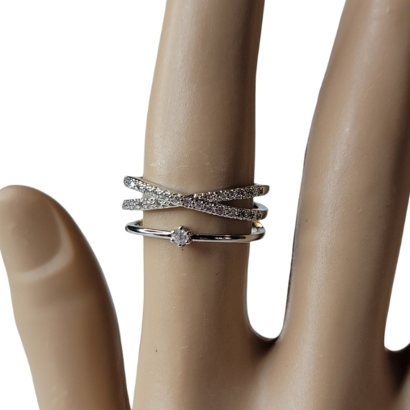 Silver Cocktail Ring One Size adjustable Valentines day - Picture 3 of 7